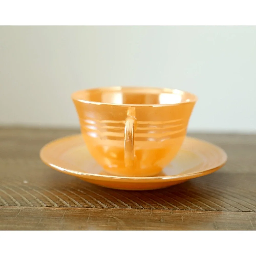 VINTAGE Fire King Peach Luster Ware Cup and Saucer
